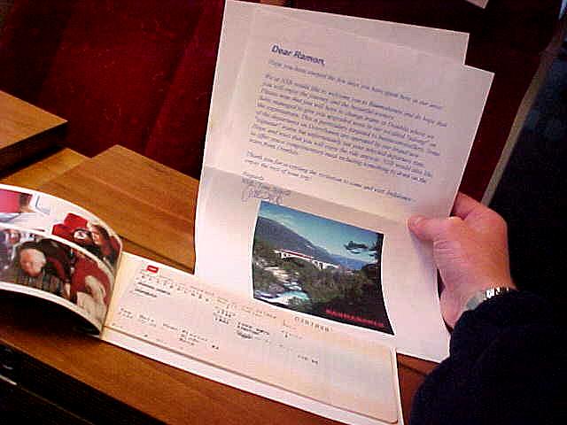 With my new Scanrail Pass, I also got a letter from the NSB train company. - We at NSB would like to welcome you to Raumabanen and hope that you will enjoy the journey and the beautiful scenery.
