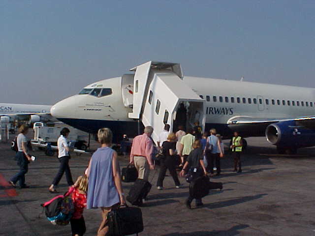 Boarding on the airplane, sponsored by British Airways Comair, from Johannesburg to Cape Town.