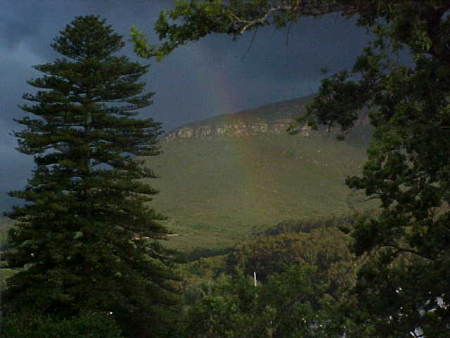 Michael showed me on this incredible rainbow, as seen from the kitchen window. Would the pot of gold be so close?