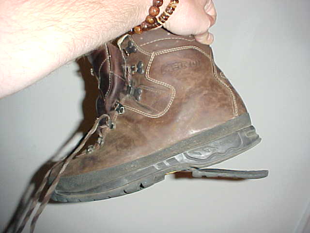 Okay, once in a time it had to happen and today was the time. One of my dear hiking shoes, ready for superglue!