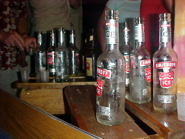 The result: empty bottles and .... people on the floor....