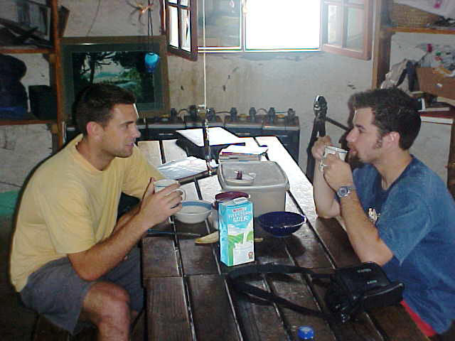 Two of the three American guys I met here, during their breakfast.