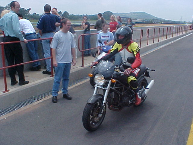 Shayne Robinson, my ex-host (last Friday), was also present. As he has a license, he tried out the Ducati bike on the tracks.