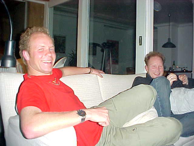 Gerben and I, having laughs about their car drive to Bara...