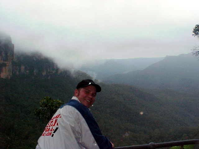 Overlooking the misty valley down at the Katoomba Falls.