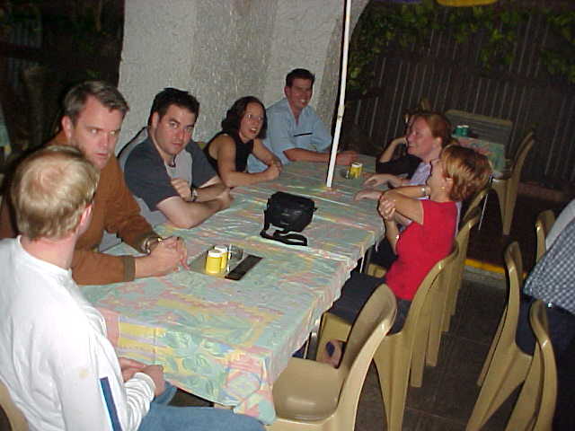We had dinner out with a big group of friends of Sam and Carmen. The second man at the left is a policeman and thought it would be a good idea to invite me at a policestation for a night in the cell. That sounded great and might work out soon! It just depends who else are in the same cell with me... Haha!