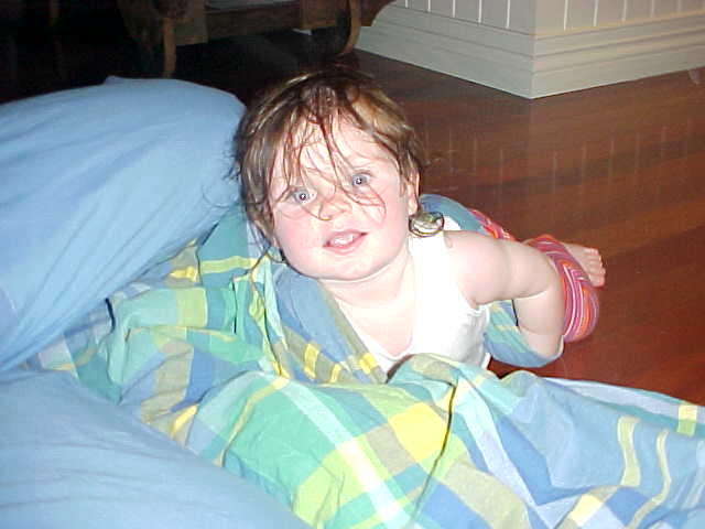 Little Jaymie crawling around just after her bath! Smile!