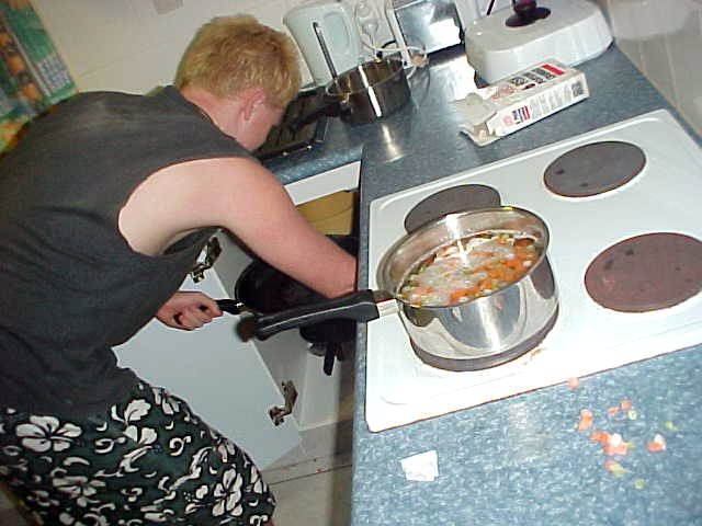 Around dinner time, Stu prepares (for) dinner... - Do you need to defrost frozen fish fingers first?