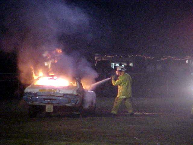 And at the end of it, the local fire departments lit the wrecks on fire for a fire competition!