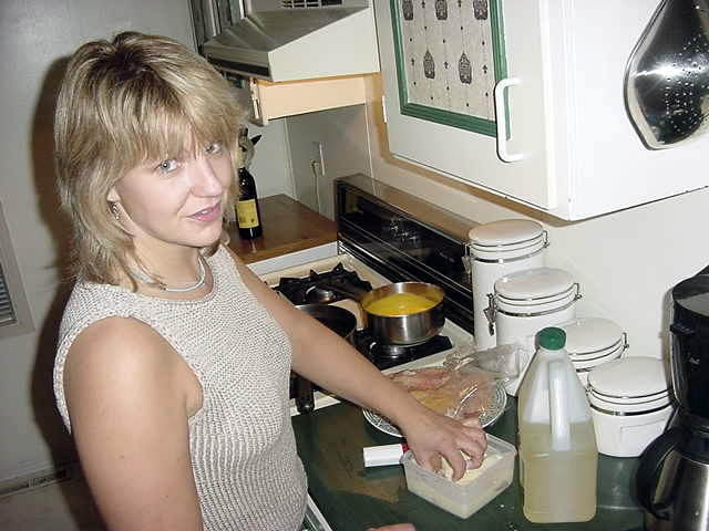 Gwen prepares dinner for tonight.