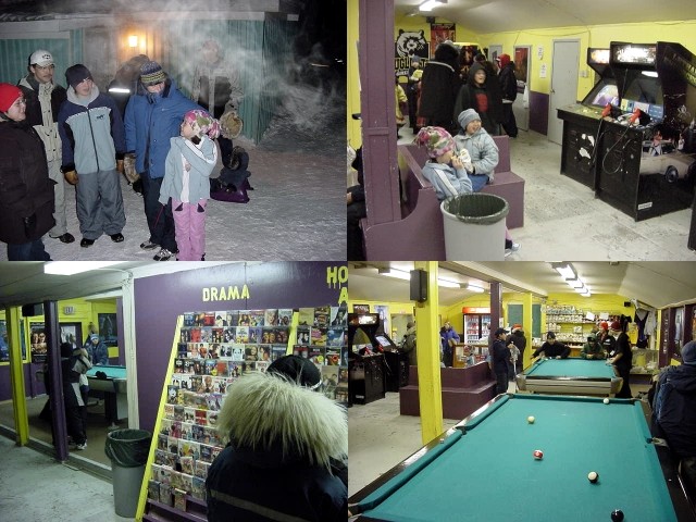 Tonight I also had to see the Arcade. The Arcade is the youth-hang-out centre in Kugluktuk and Jeanny is one of the people that set it up as to have something for the kids in the community. At the Arcade kids can buy candies and pop (drinks), rent videos and dvd�s and play pool and computer games.