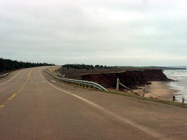 They have to remake the road here every few years, as the ocean slowly eats away Prince Edward Island.