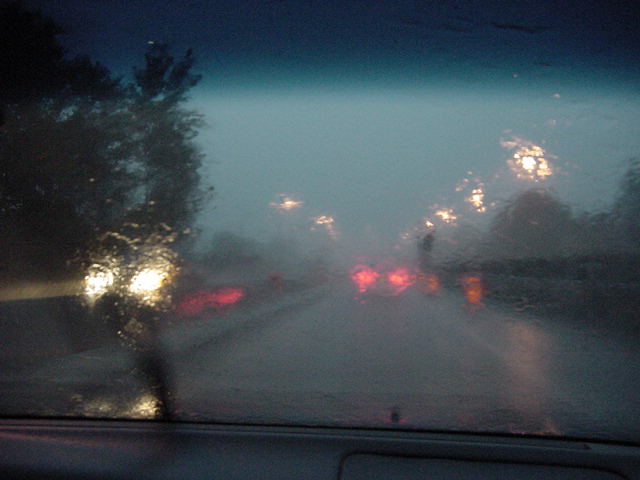 So of course it ended up that Doug and I got soaked. The weather only worsened this night. On the road back we almost slid off the road as we drove through a big patch of water on the highway and the wheels started aqua panning. Sweaty anyone?