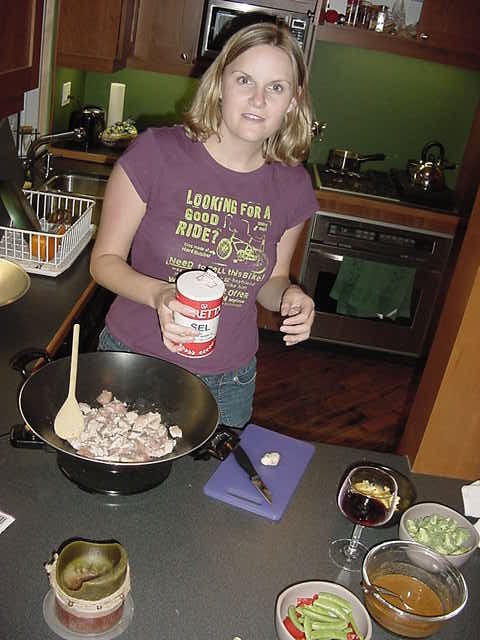 It was past 7 o clock and she was already preparing dinner. 