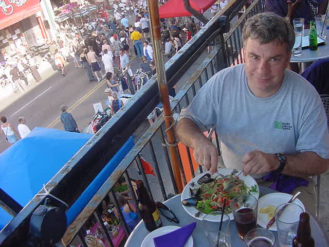 Grant took me along to the patio of Fude, where we had dinner while enjoying the festivities from above. This was great!