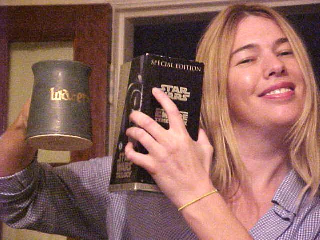 And as The Gift from Alan MacDonald in Waterford, Niamh received the complete StarWars Trilogy on video with a uniqe Viking-style Waterford mug!