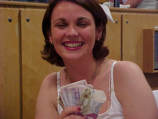 And the lady next to Fiona just LOVED the money!