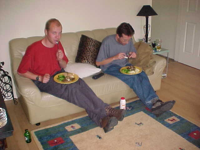 Having dinner at their home in Galway, with Steve at the right, a friend of Onno, also enjoying Onnos delicious cooking.