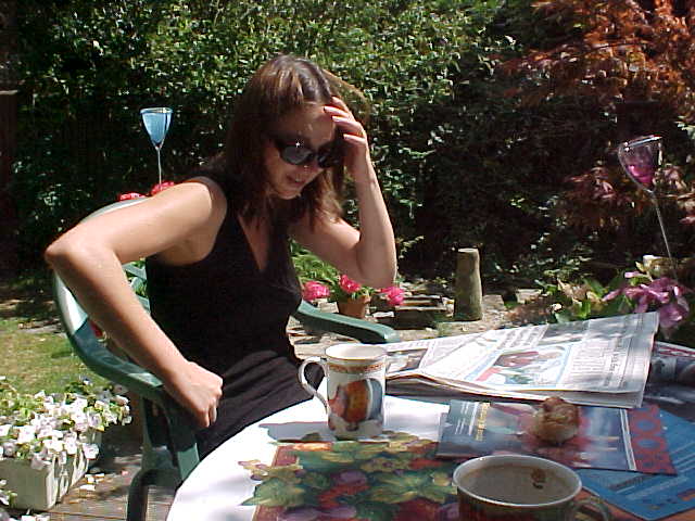 Sunday morning, breakfast in the garden with the sun just burning on our faces.