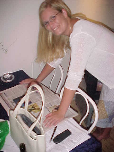 Mette reading the Ekstra Bladet newspaper article about me...